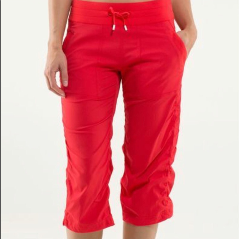 lululemon red studio crop pants
